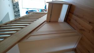 Oak stair balustrade replacement and understairs shoe cupboards