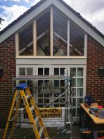Replacing angled glass in a feature window