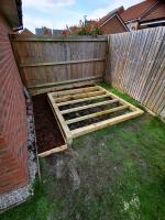 Foundation base and bark footpath ready for a childs play area