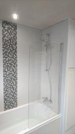 refurbished bathroom in grey and white