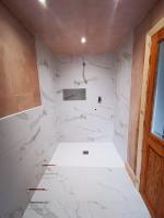 Ensuite tiled ready for plumbing second fix