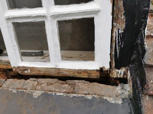 Removing a rotted wall plate from beneath a dormer sash window