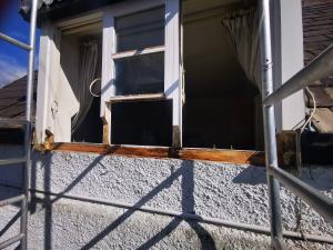 Flush window casements having replacement sections