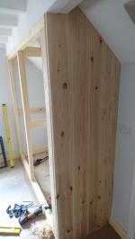 Knotty pine wardrobe under construction