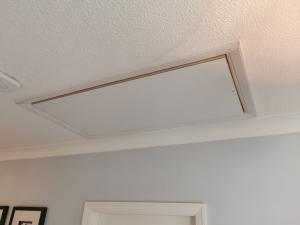 Fakro loft hatch installation in a lath and plaster ceiling