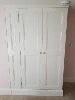Victorian shaker style wardrobe in loft conversion painted gloss white