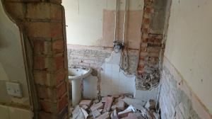 bathroom and toilet being stripped for refurbishment