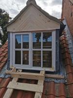 Dormer window refurbishment, replacement pitch cladding, cill and frame repairs