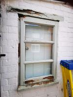 Wooden window casement ready for refurbishment