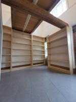 Chunky pine bookshelves