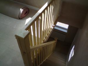 Pine stop-chamfer spindles and hdr handrail balustrade in loft